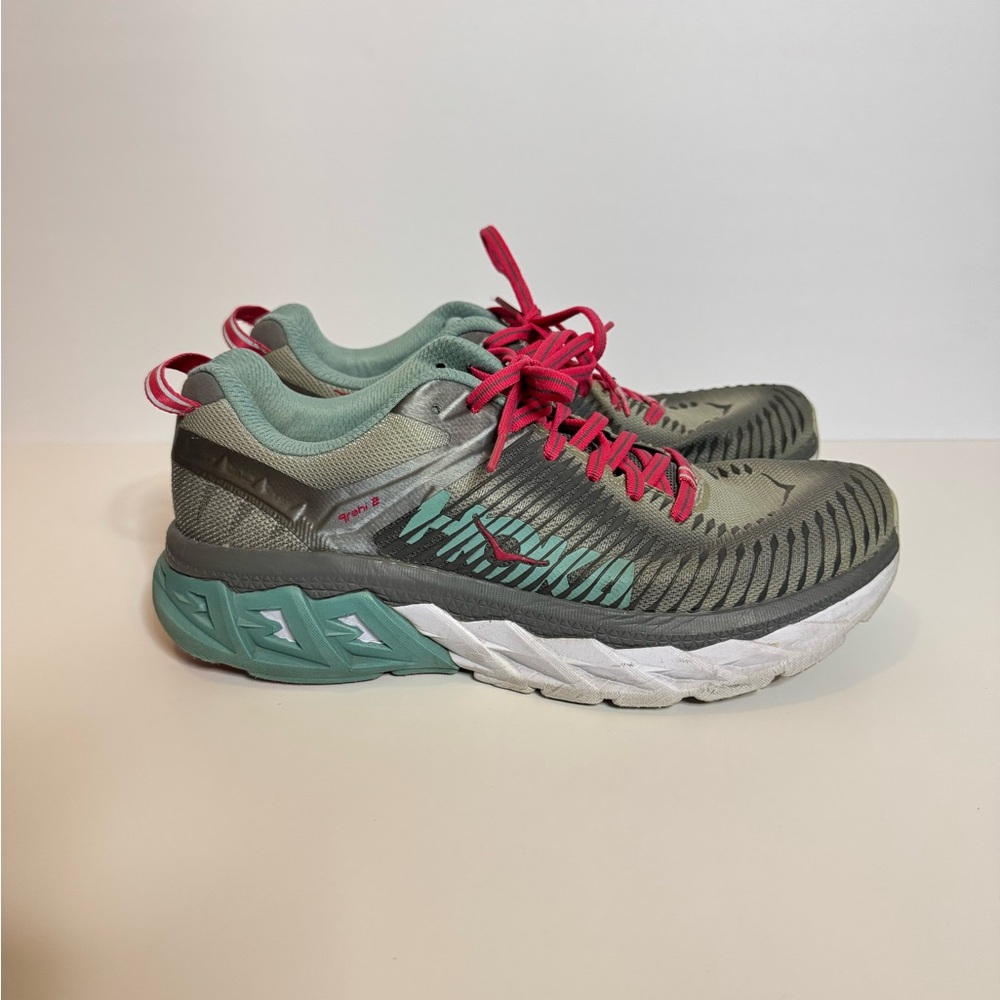 Hoka One One Athletic Shoes in Gray and Red
